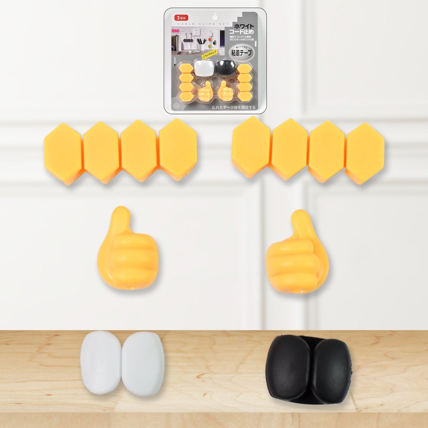 Self Adhesive Hooks For Cable Clips Desktop Cable Organizer (6 Pcs Set  Mix Design) Wukusy