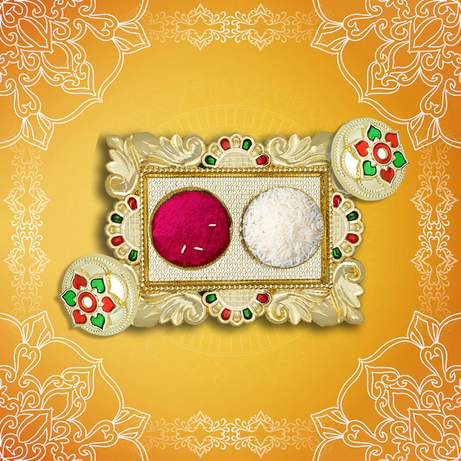 Rakasha Bandhan Special Puja Thali, Kumkum Thali Holder, Pooja Return Gift, Indian Housewarming Gifts, Brother / Bhai / Bhabhi / Sister / Family  Rakhi for Rakshabandhan, Diwali Your Brand