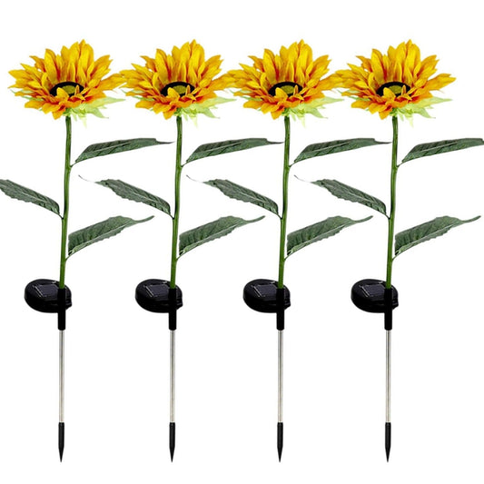 Garden Solar Sunflower Outdoor Led Light  Inserted Ground Simulation Plant (4 Pcs Set) Wukusy