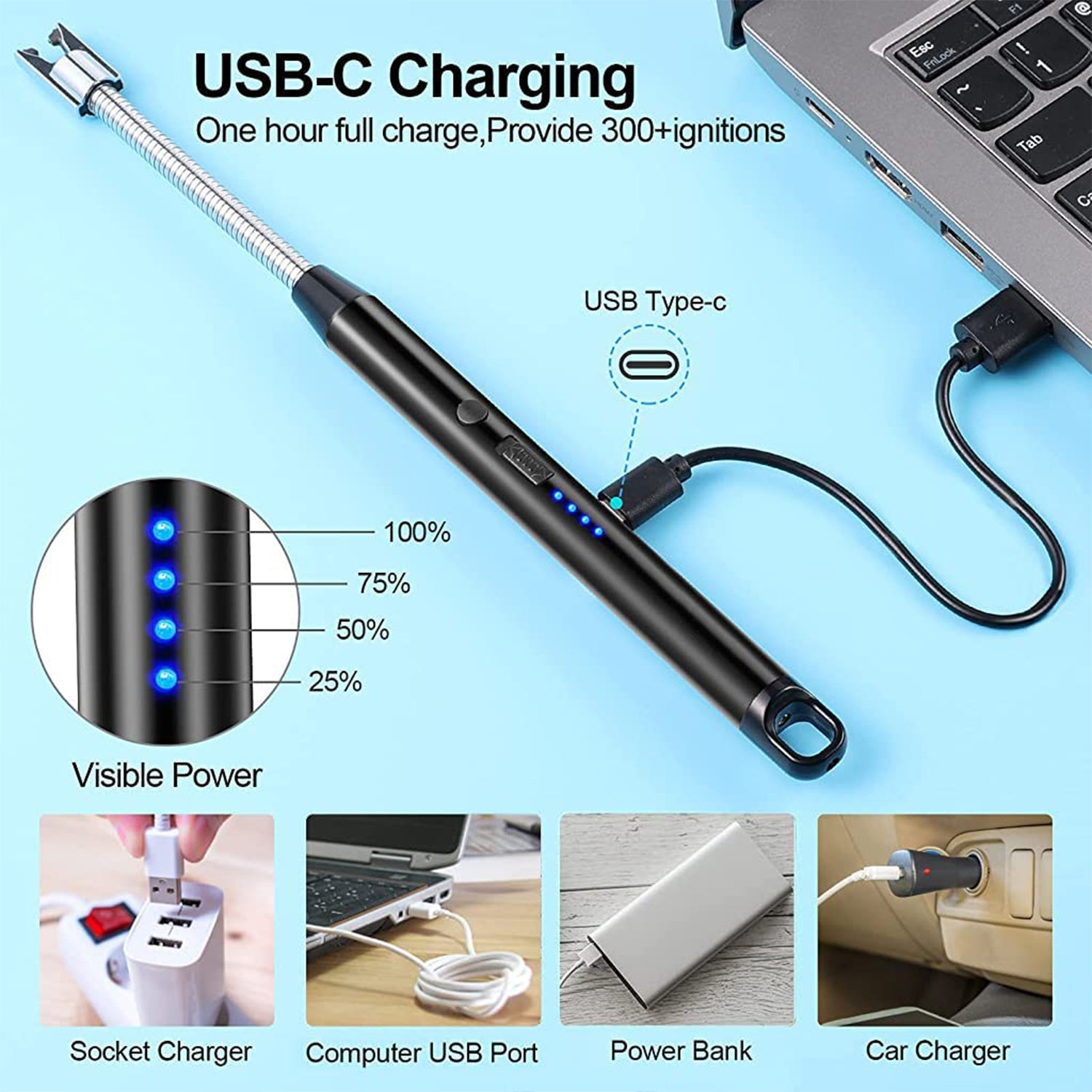 Lighter Long Flexible Electric Arc Usb Rechargeable Windproof Flameless Electronic Smoking Plasma Lighters Wukusy