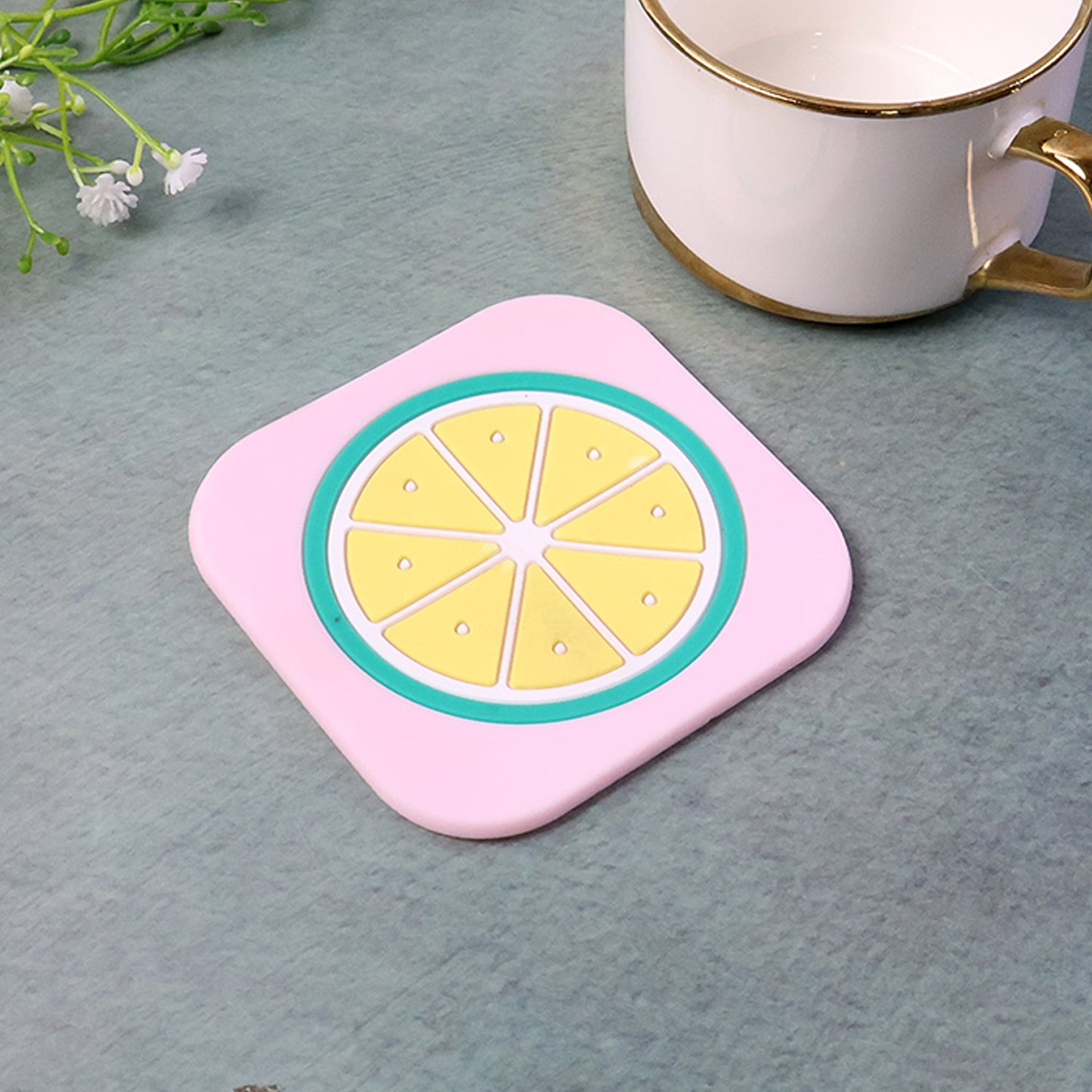 Premium Silicone Drink Coaster (1 Pc, 8×8 cm / Mix Design)