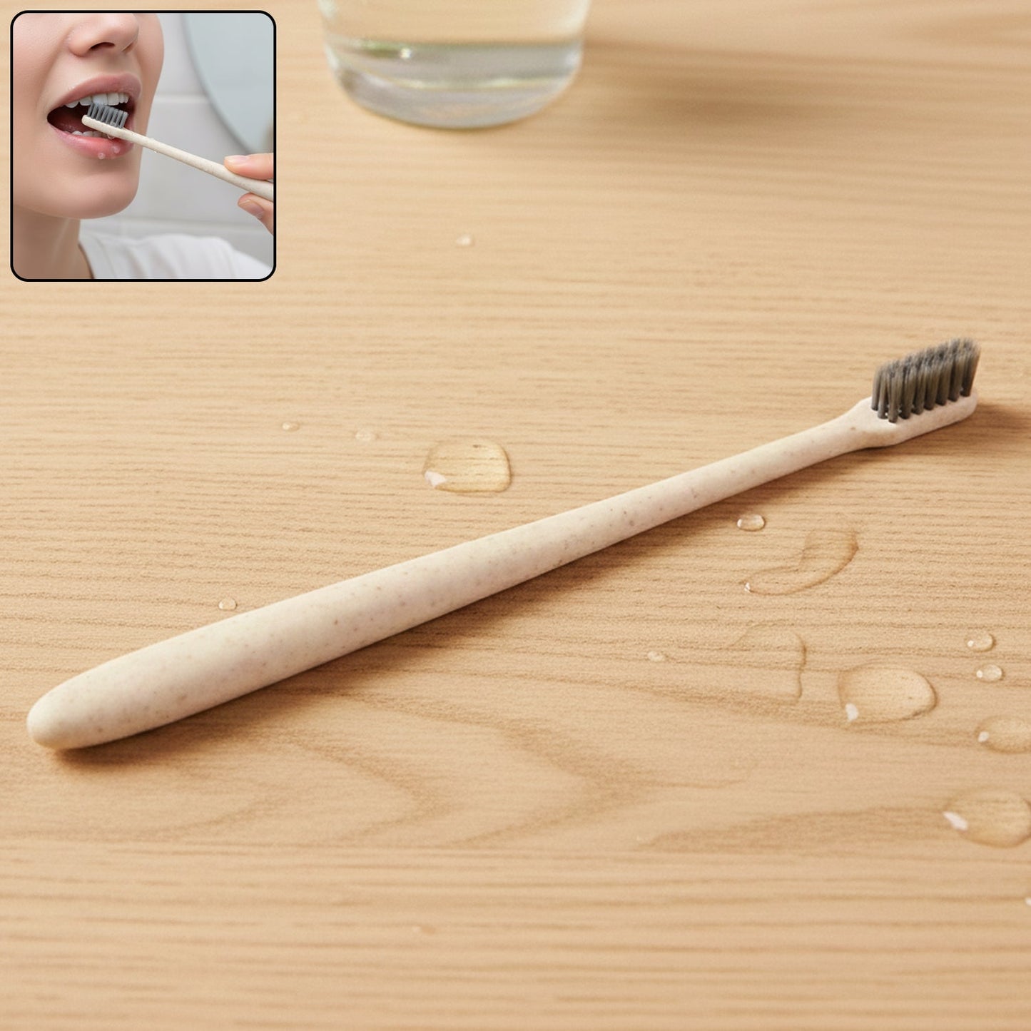 Wheat Straw Soft-Bristle Toothbrush for Deep Cleaning & Dental Care (1 Pc)