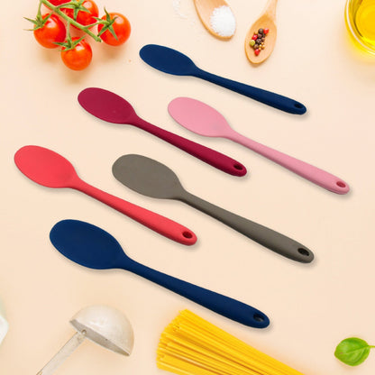 Multipurpose Silicone Spoon, Silicone Basting Spoon Non-Stick Kitchen Utensils Household Gadgets Heat-Resistant Non Stick Spoons Kitchen Cookware Items For Cooking and Baking (6 Pcs Set) Your Brand
