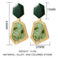 Geometric Green Stone Drop Earrings