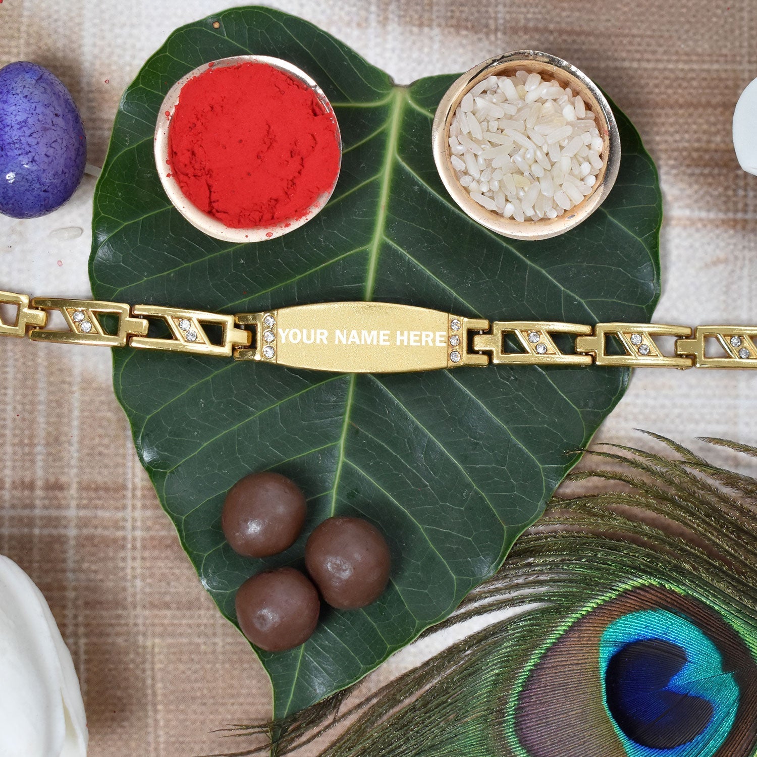 Golden Personalized Rakhi Wukusy