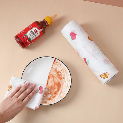 Printed Disposable Kitchen Tissue Cloth Roll - Super Absorbent and Non-Woven Wipes