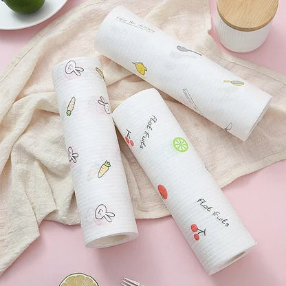 Printed Disposable Kitchen Tissue Cloth Roll - Super Absorbent and Non-Woven Wipes