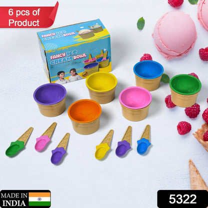 Ice-Cream Waffle Spoon Bowel Cup Set | Premium ice Cream Set | Ice-Cream Bowel with Spoon | 6 units Couple Bowl Set | Color Box Your Brand