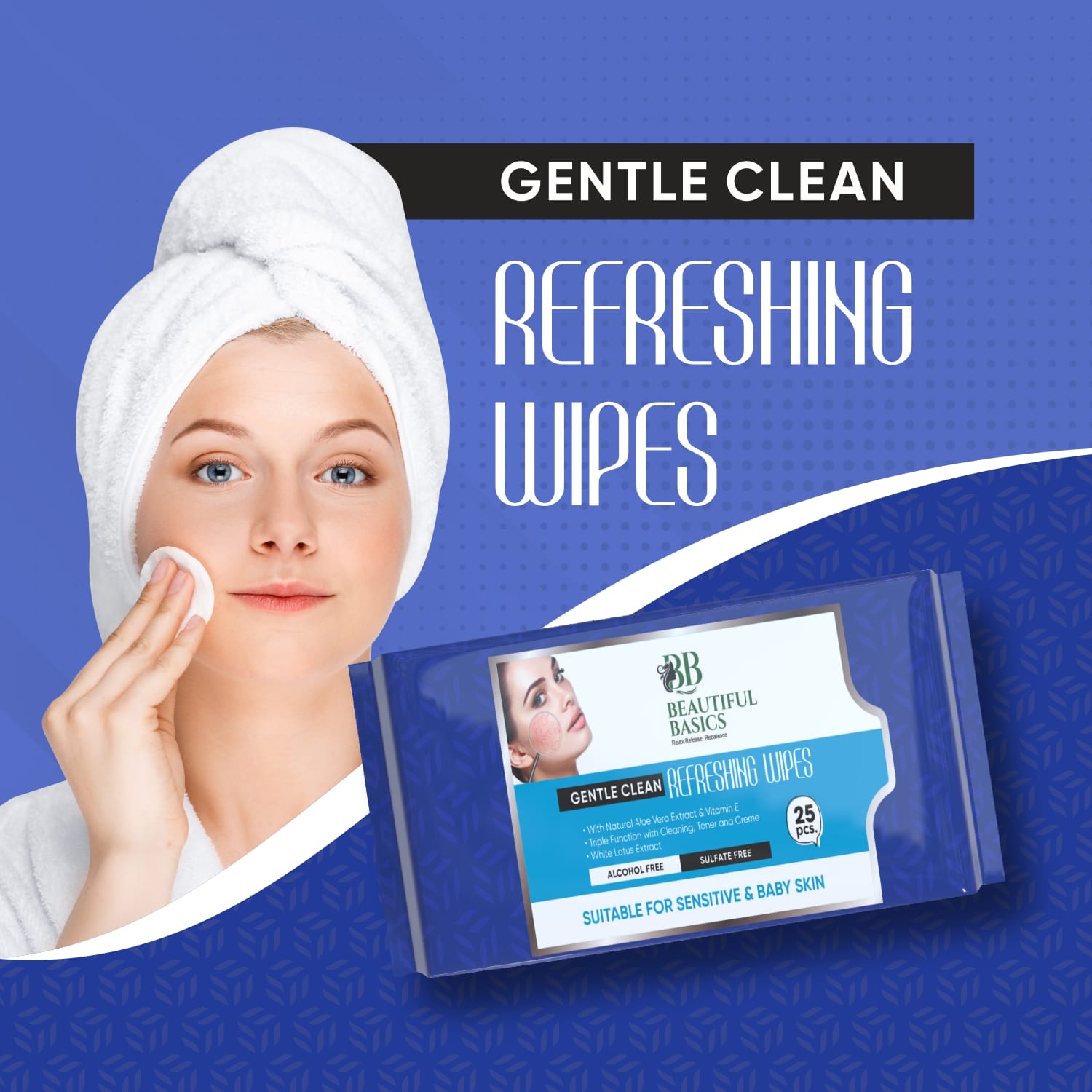 Refreshing Wet Wipes for Face | Facial Cleansing | Refreshing & Skin Hydration| Soothing for skin | pH Balance & Alcohol Free | Nourishing with Fruit extract | 25 Wipes Your Brand