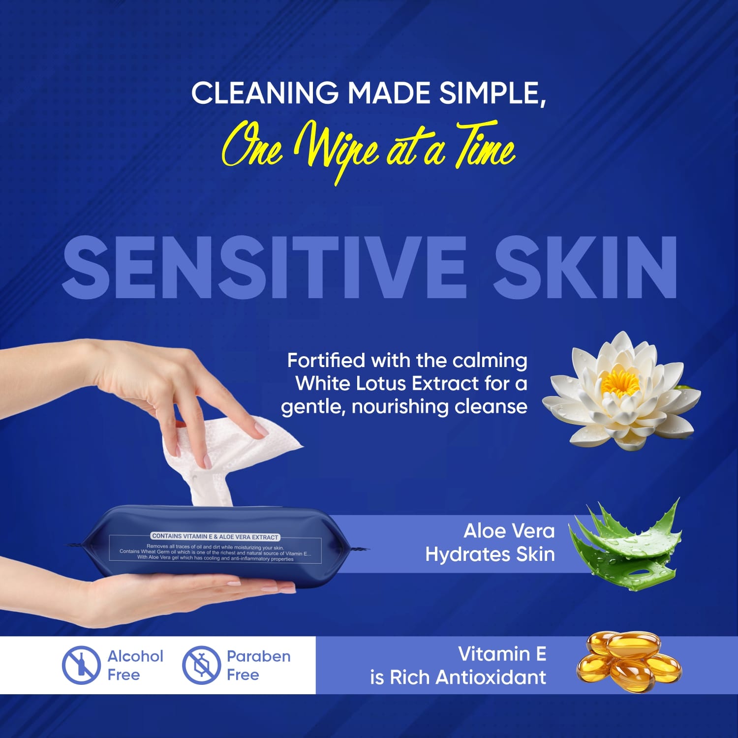 Refreshing Wet Wipes for Face | Facial Cleansing | Refreshing & Skin Hydration| Soothing for skin | pH Balance & Alcohol Free | Nourishing with Fruit extract | 25 Wipes Your Brand