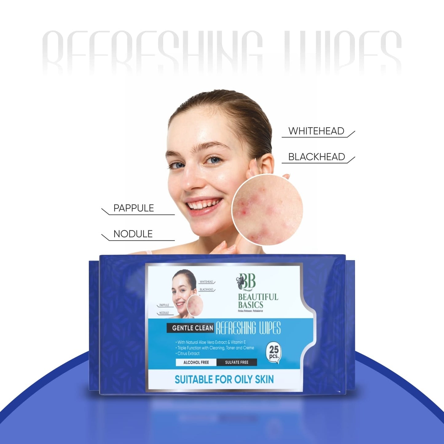 Refreshing Wet Wipes for Face | Facial Cleansing | Refreshing & Skin Hydration| Soothing for skin | pH Balance & Alcohol Free | Nourishing with Fruit extract | 25 Wipes Your Brand