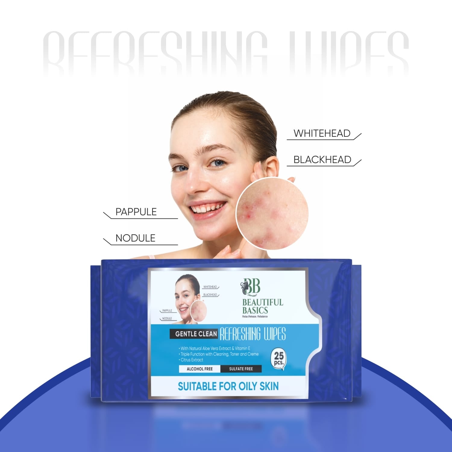 Refreshing Wet Wipes for Face | Facial Cleansing | Refreshing & Skin Hydration| Soothing for skin | pH Balance & Alcohol Free | Nourishing with Fruit extract | 25 Wipes Your Brand