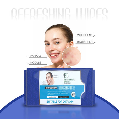 Refreshing Wet Wipes for Face | Facial Cleansing | Refreshing & Skin Hydration| Soothing for skin | pH Balance & Alcohol Free | Nourishing with Fruit extract | 25 Wipes Your Brand