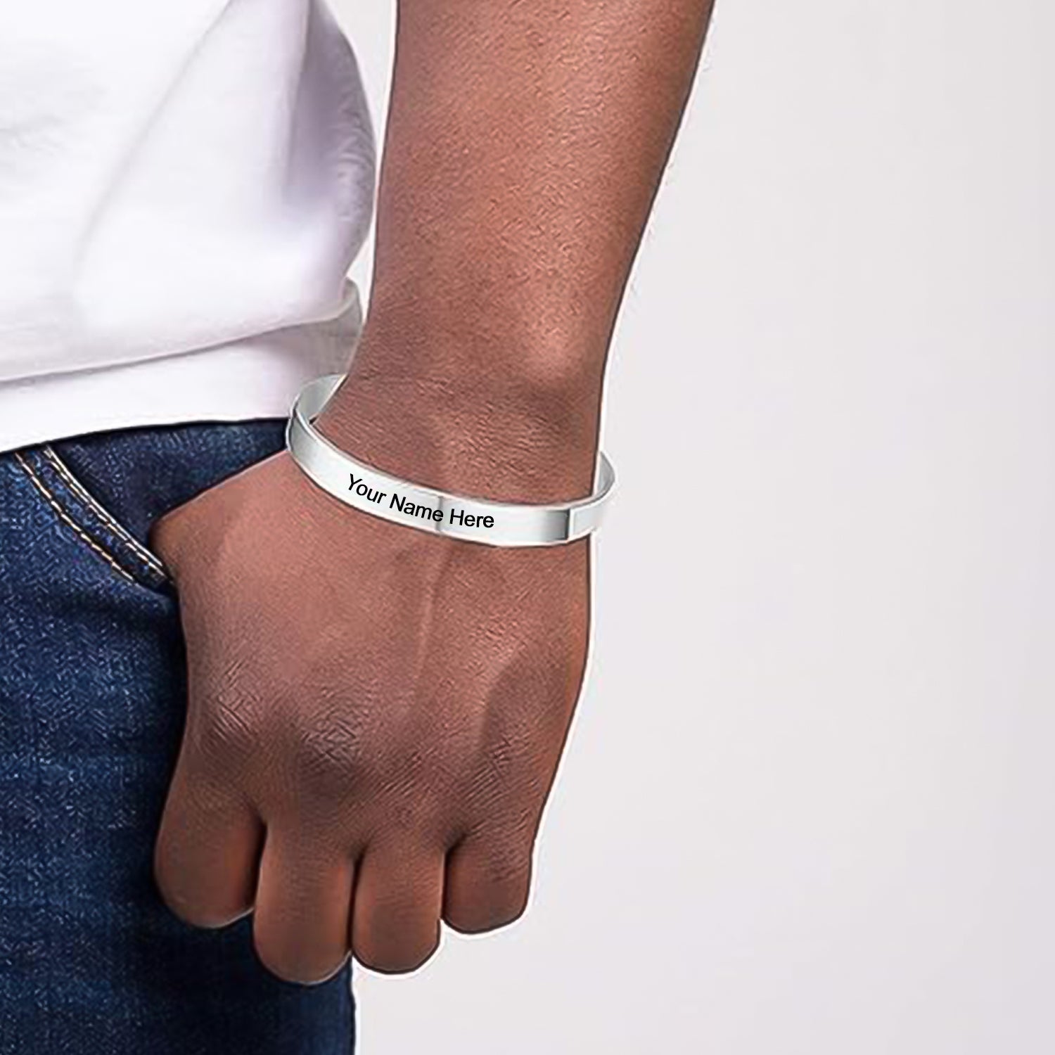 Customized  Personalized Stylish Kada Bracelet (1 Pc  Silver) Wukusy