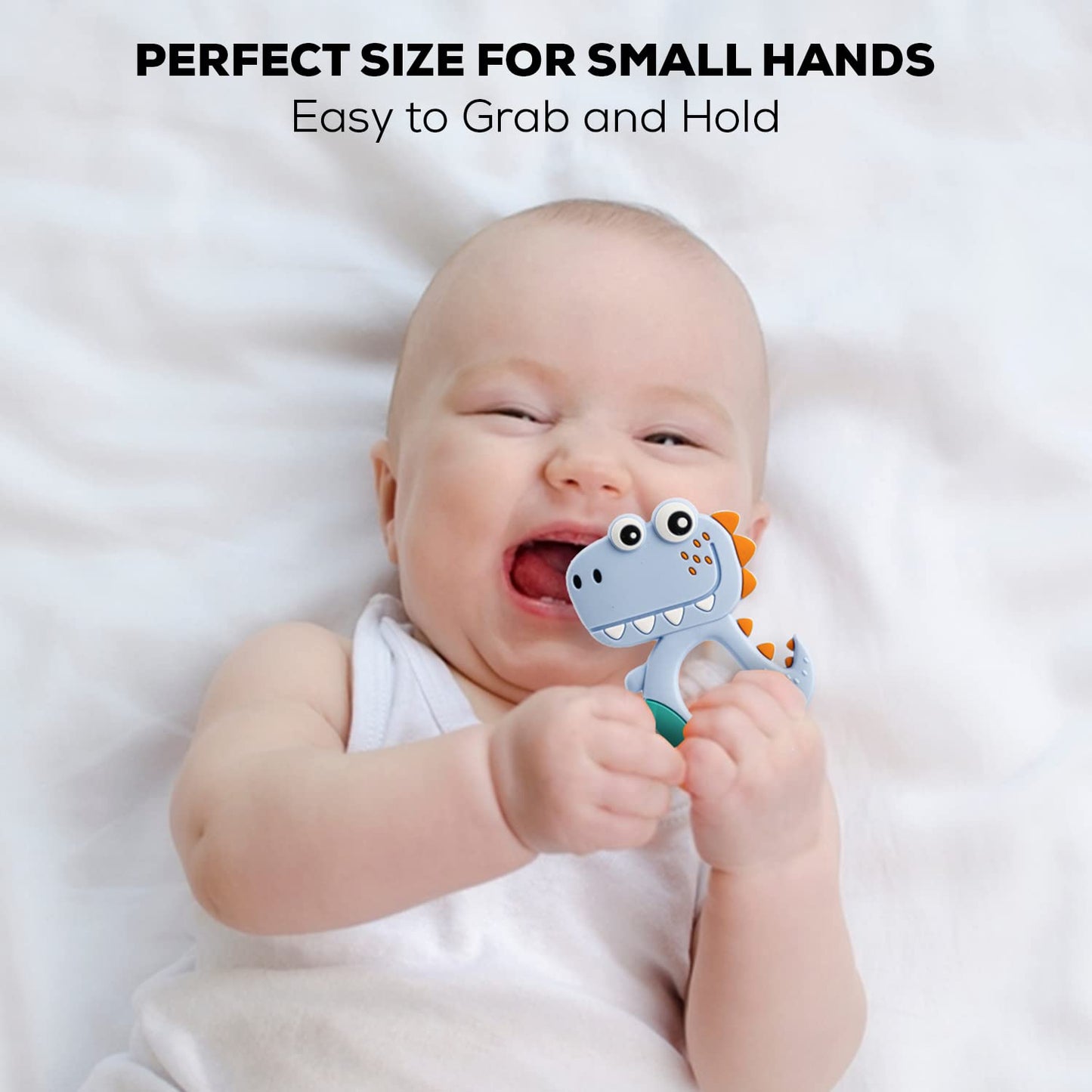 Silicone Dinosaur Teether For Baby (1 Pc  Mix Design  Color) Wukusy