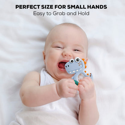 Silicone Dinosaur Teether For Baby (1 Pc  Mix Design  Color) Wukusy