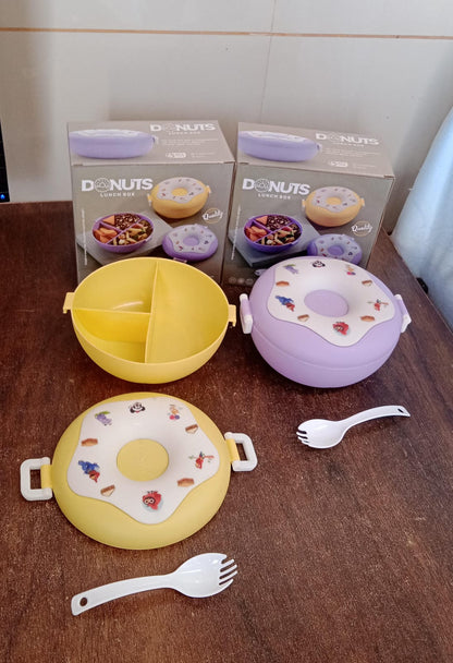 Donut Shaped Double Insulated 3 Compartment Lunch Box (1 Pc / Mix Color) Your Brand