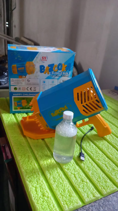 69 Holes Big Rechargeable Powerful Machine Bubble Gun Toys for Kids Adults, Bubble Makers, Big Rocket Boom Bubble Blower Best Gifts Your Brand