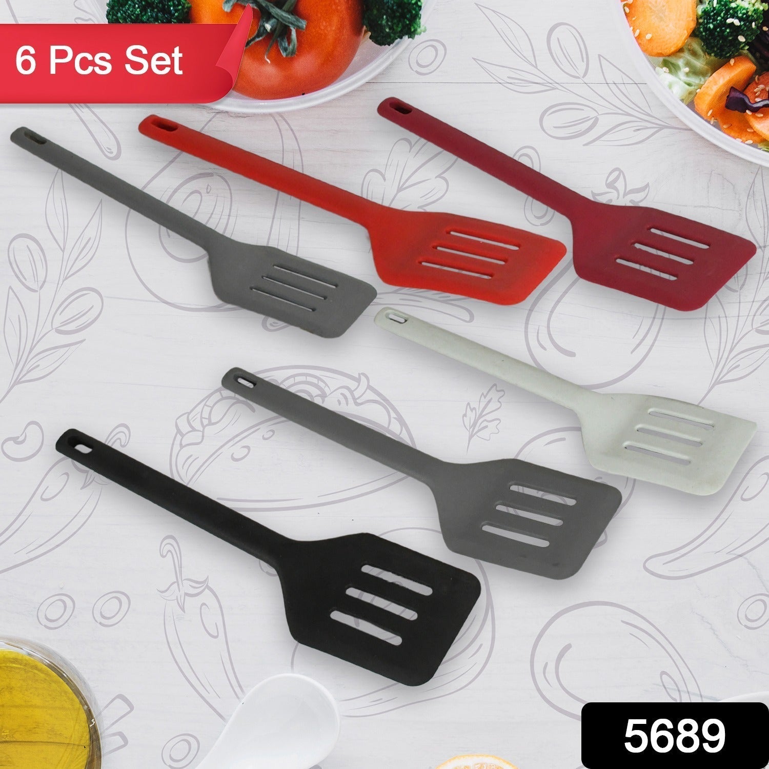 Multipurpose Silicone Spoon, Silicone Basting Spoon Non-Stick Kitchen Utensils Household Gadgets Heat-Resistant Non Stick Spoons Kitchen Cookware Items For Cooking and Baking (6 Pcs Set) Your Brand