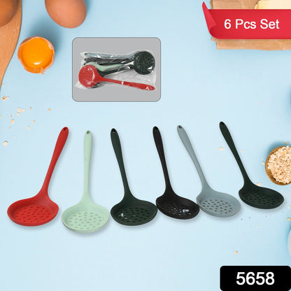 Multipurpose Silicone Spoon, Silicone Basting Spoon Non-Stick Kitchen Utensils Household Gadgets Heat-Resistant Non Stick Spoons Kitchen Cookware Items For Cooking and Baking (6 Pcs Set) Your Brand