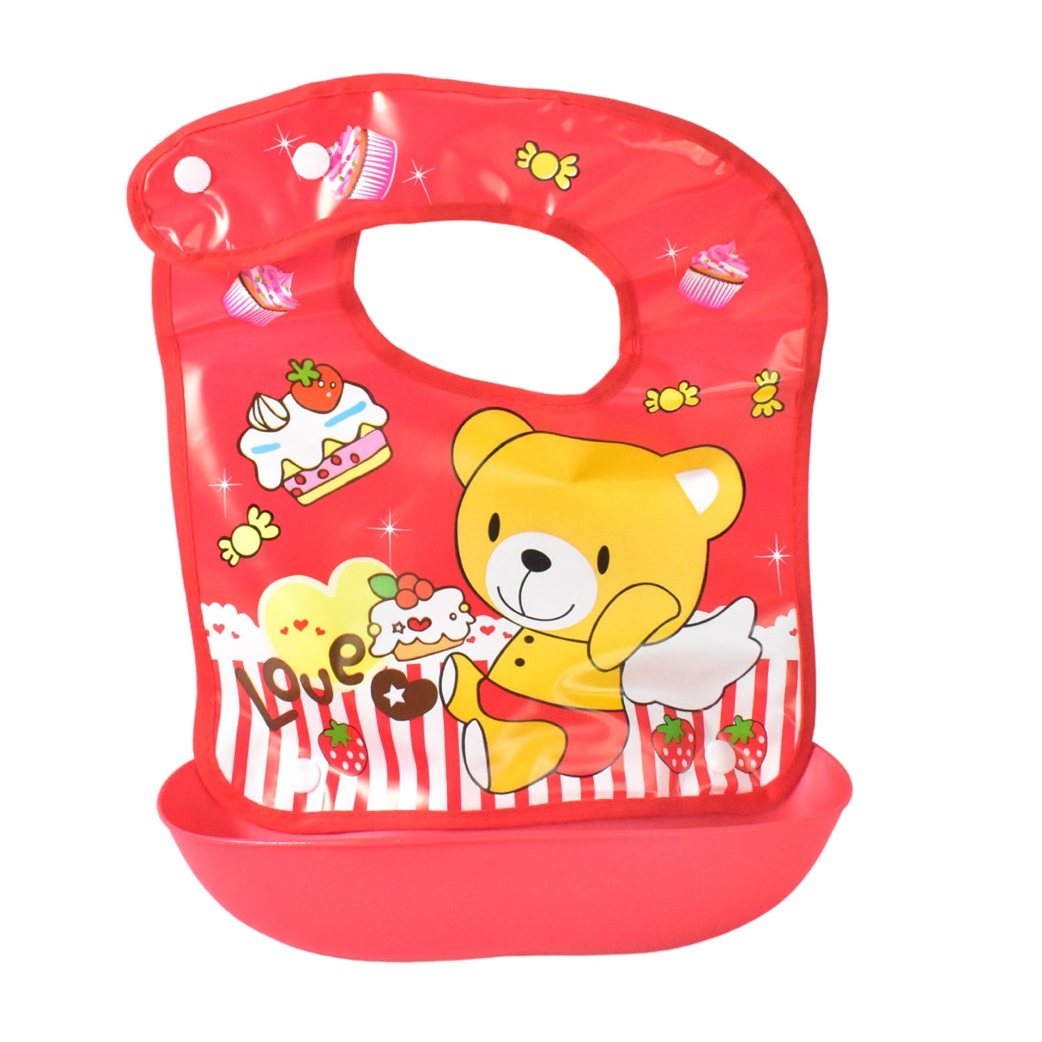 Multifunctional Waterproof Bpa Free Reusable Soft Fabric Plastic Baby Bib (1 Pc) Wukusy