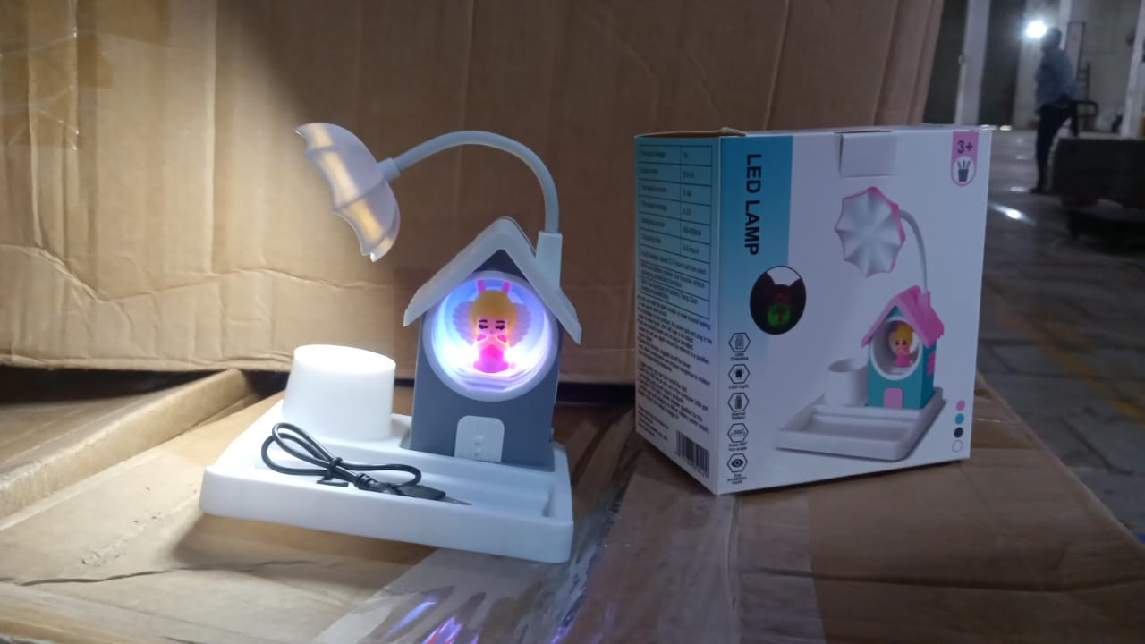 Cute Lovely Cartoon & Home Design With Plastic Base LED Desk Light, Multi Color Changes (1 Pc) Your Brand