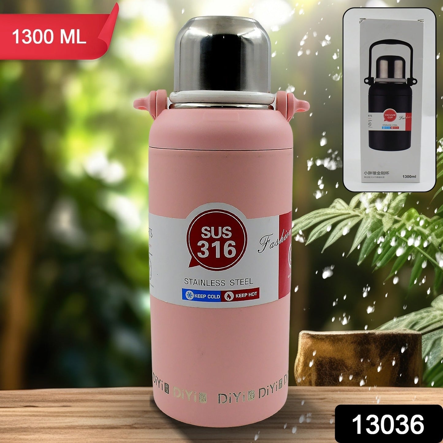 Stainless Steel tumblers 316 Stainless Steel, Vacuum Insulated Cup / Bottle, Portable Travel Kettle / Water Bottle with Handle, Outdoor Large Capacity Sports Kettle Cups / Bottle (1300 ML) Your Brand
