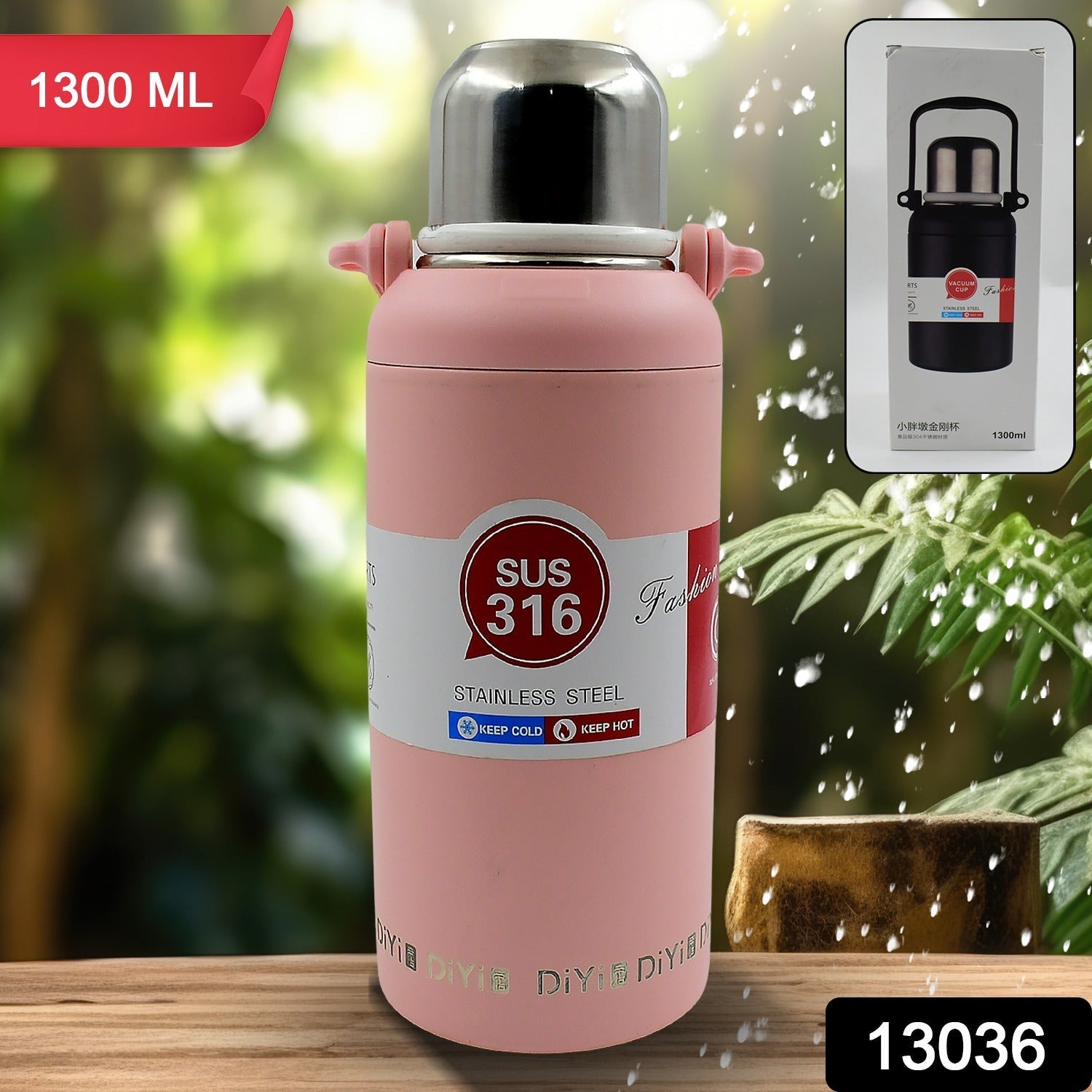 Stainless Steel tumblers 316 Stainless Steel, Vacuum Insulated Cup / Bottle, Portable Travel Kettle / Water Bottle with Handle, Outdoor Large Capacity Sports Kettle Cups / Bottle (1300 ML) Your Brand