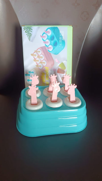 6 Cavity Popsicle Molds Plastic Giraffe Shape Ice Moulds (1 Pc) Wukusy
