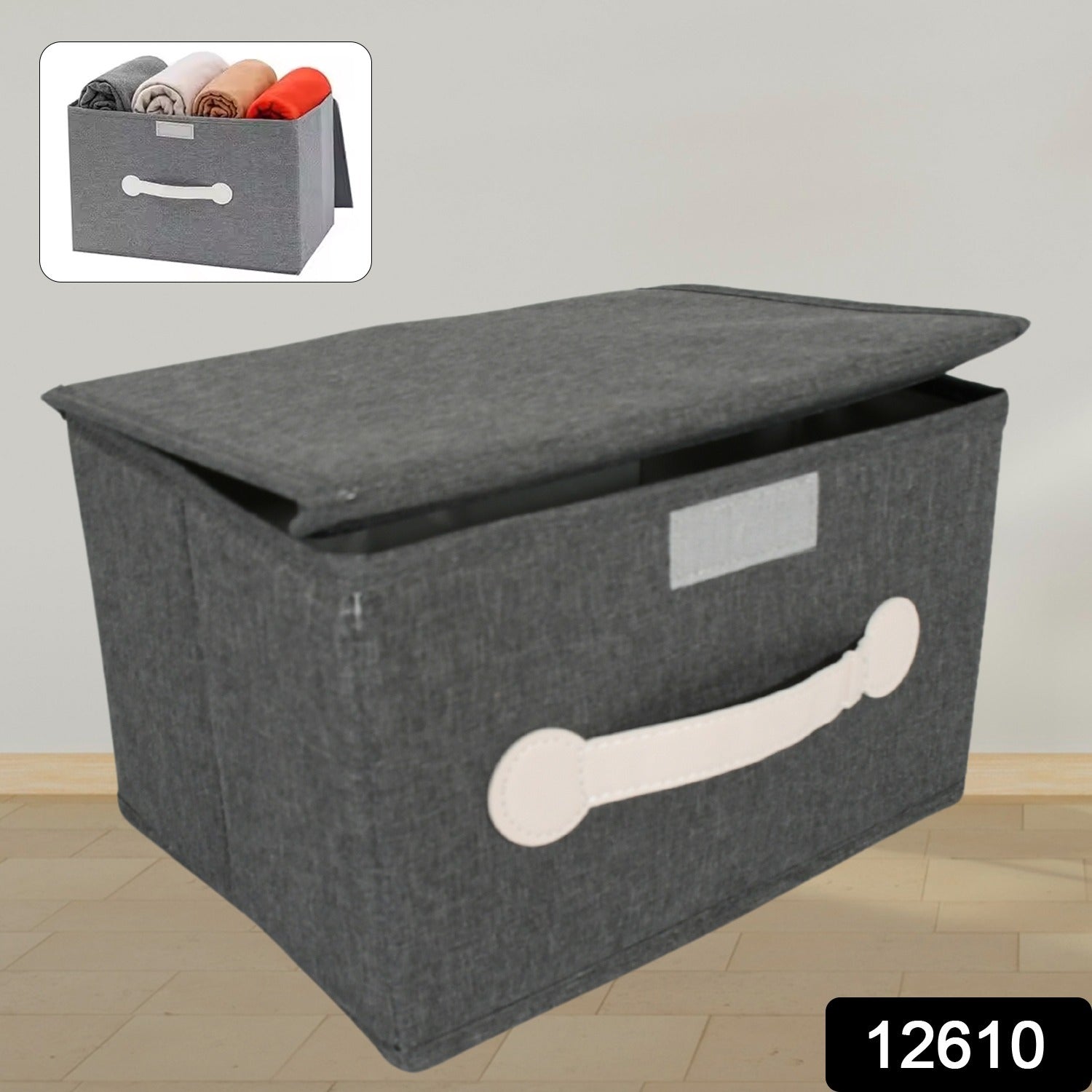 Small Foldable Storage Box With Lid And Handles, Cotton And Linen Storage Bins And Baskets Organizer For Nursery, Closet, Bedroom, Home (28×20×16 Cm / 1 pc) Your Brand