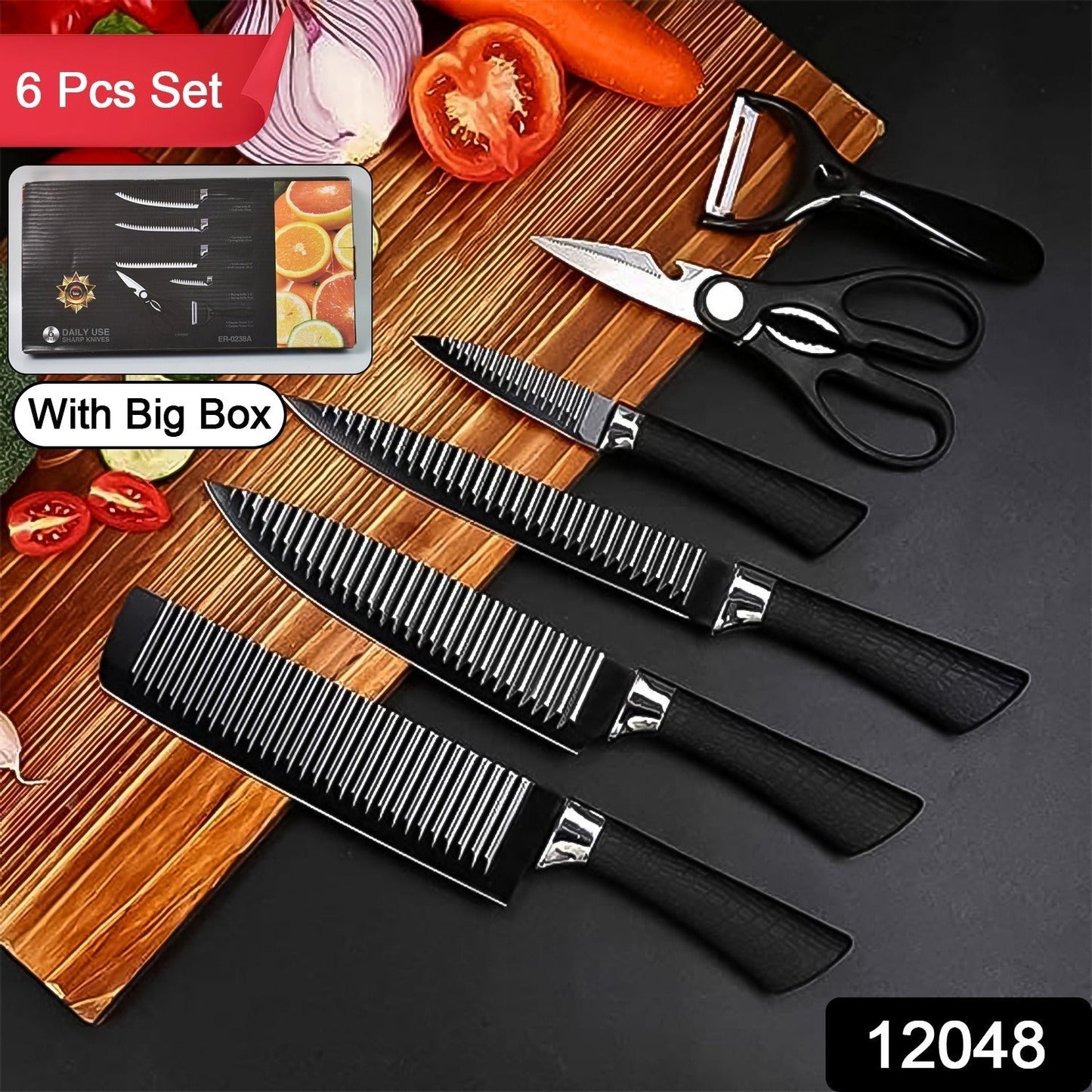 Stainless Steel Knife Set With Chef Peeler And Scissor (6 Pieces) Your Brand