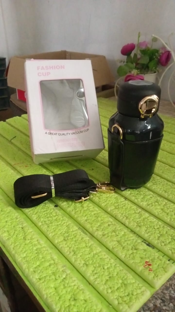 Thermos Steel Bottle, Push Button | Fashion Cup Temperature Display Bottle (420 ML) Your Brand