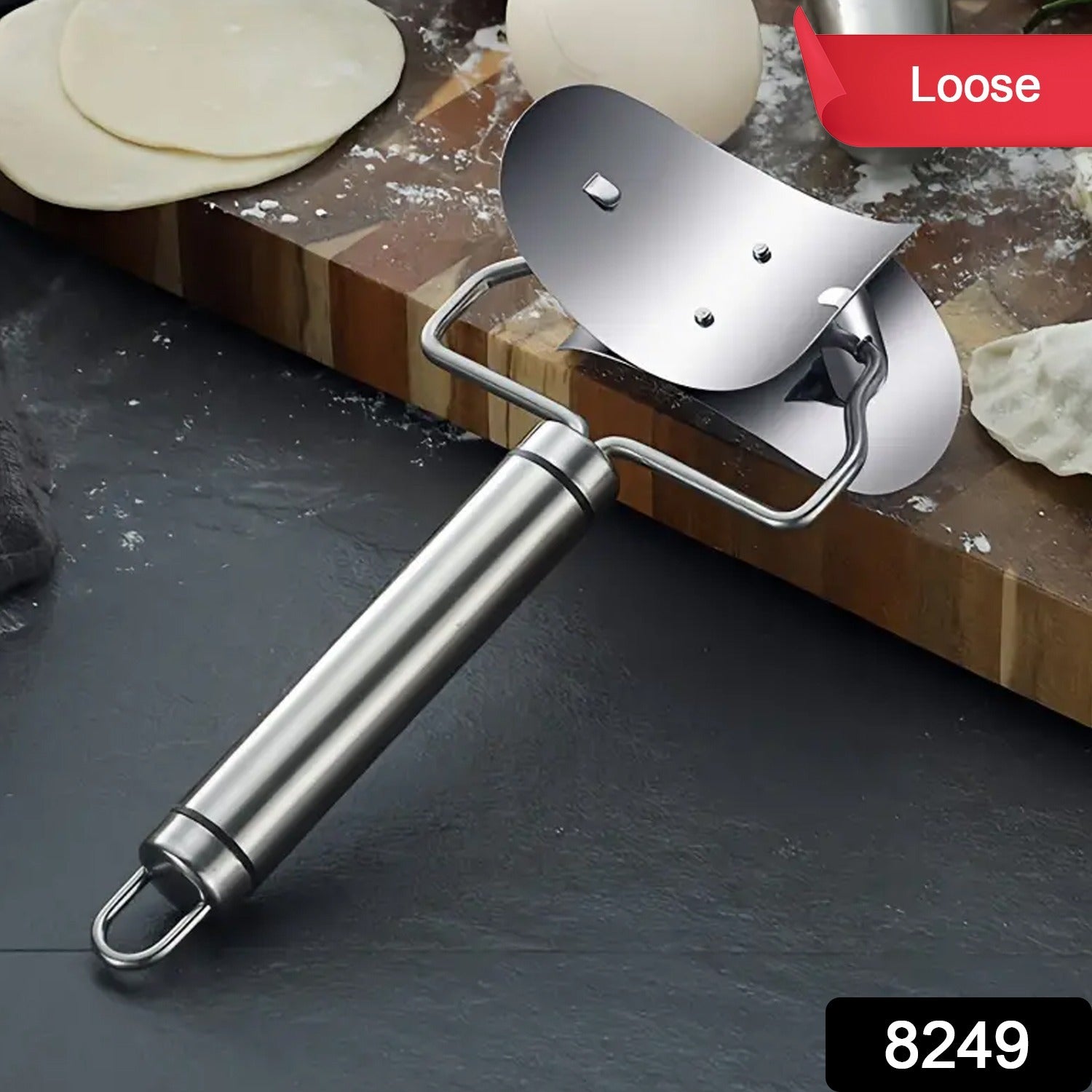 Multifunctional Easy and Fast Stainless Steel Puri cutter roller Machine with Handle for Home Baking Tools for Women, Dough Circle Roller Cutter for Kitchen (1 pc) Your Brand