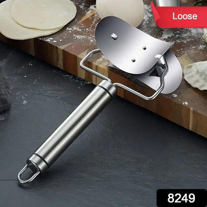 Multifunctional Easy and Fast Stainless Steel Puri cutter roller Machine with Handle for Home Baking Tools for Women, Dough Circle Roller Cutter for Kitchen (1 pc) Your Brand