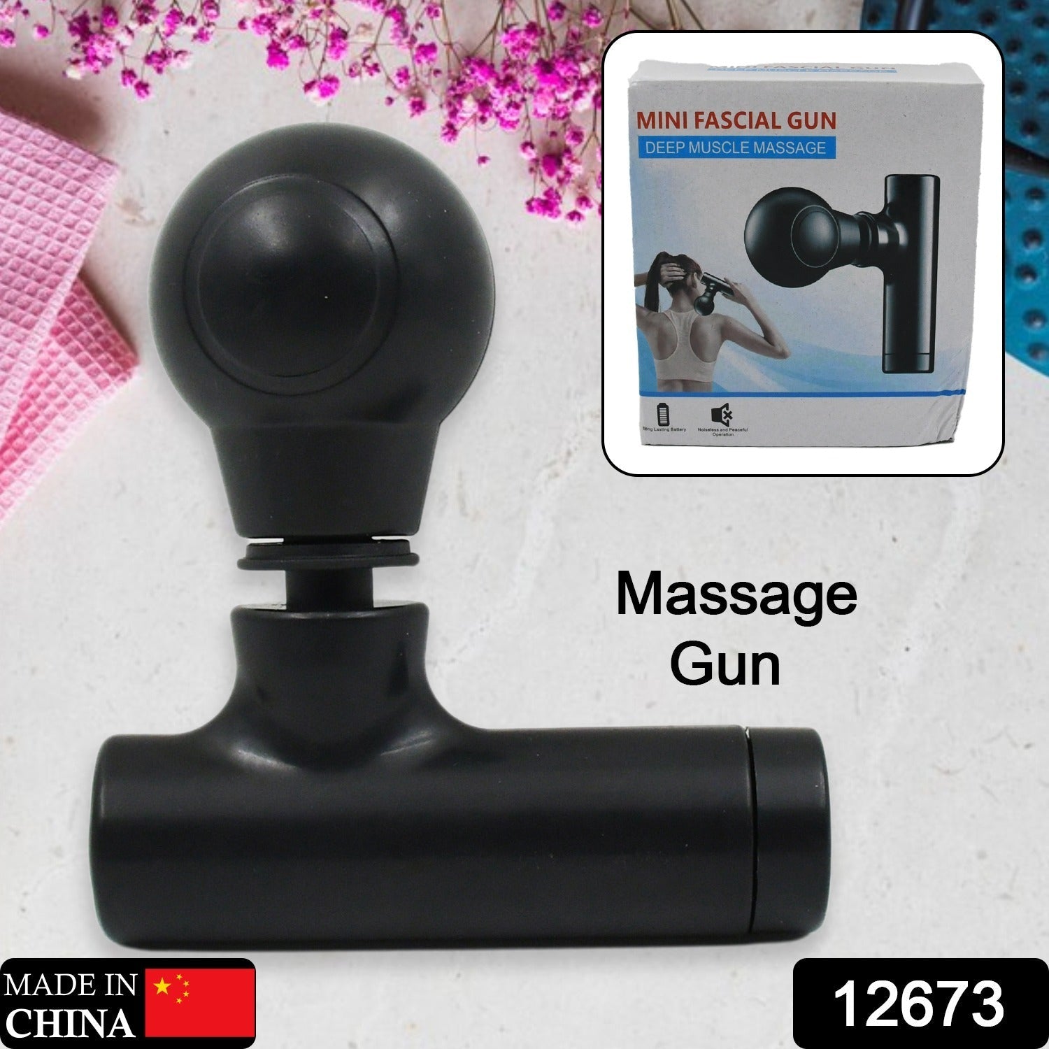 Black Mini Pocket Size Massager, Full Body Massager, Cordless One Button Operation for Body Pain & Relaxation Your Brand