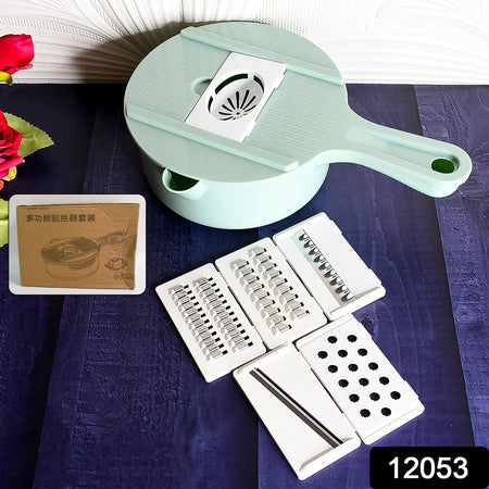 Vegetable Choppers With Drain Basket  6 In 1 Vegetable Slicer Blades (1 Set) Wukusy