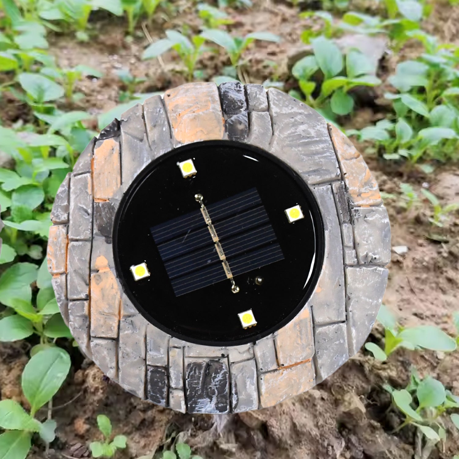 Disk Lights Slate  Heavy Duty Outdoor Solar Pathway Lights  4 Led (2 Pc) Wukusy