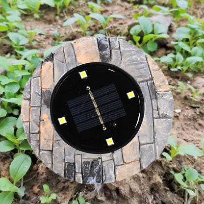 Disk Lights Slate  Heavy Duty Outdoor Solar Pathway Lights  4 Led (2 Pc) Wukusy
