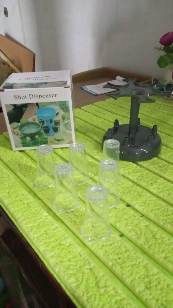 6 shot Win glass dispensers With tray & 6 Pcs Glass Your Brand