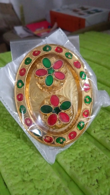 Oval Shape Special Puja Thali (1 Pc / Mix Design) Your Brand
