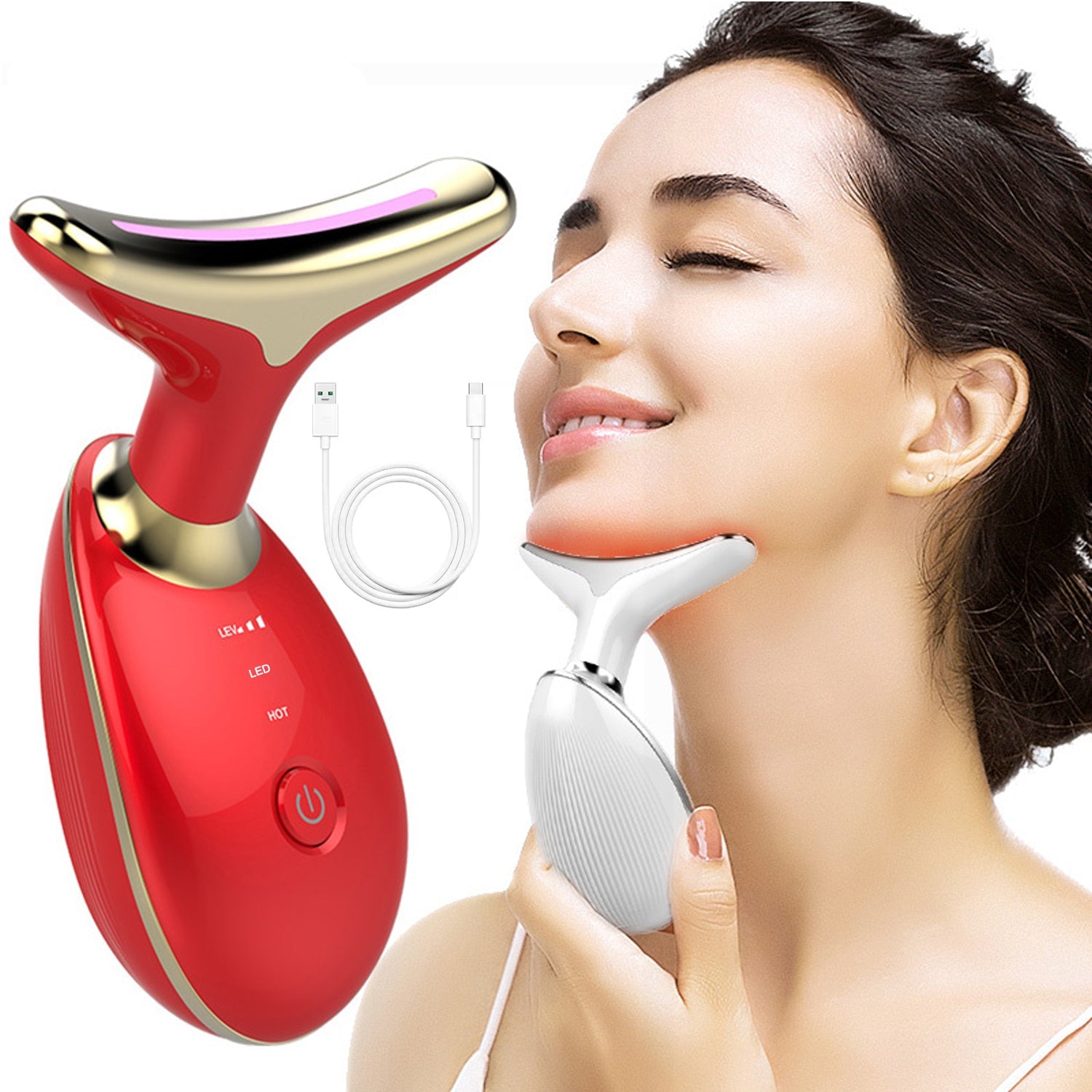 Electric Face Massager Wrinkle Remover Led Photon Face Beauty Device (1 Pc) Wukusy