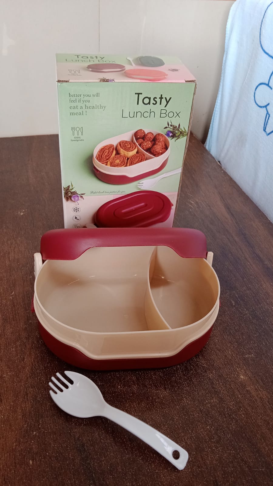 Airtight Food Grade Tiffin Box with 2 in 1 Spoon And 2 Compartment Your Brand