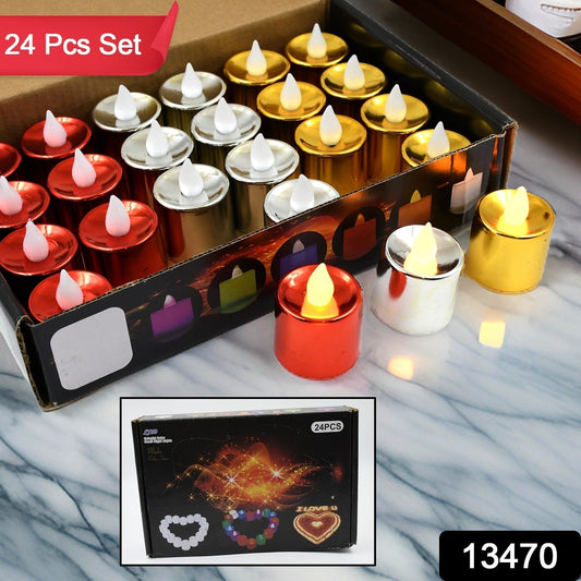 Electrical Candles Diya LED Tea Light, Plastic Candle Light Candle Candle (24 Pc Set) Your Brand