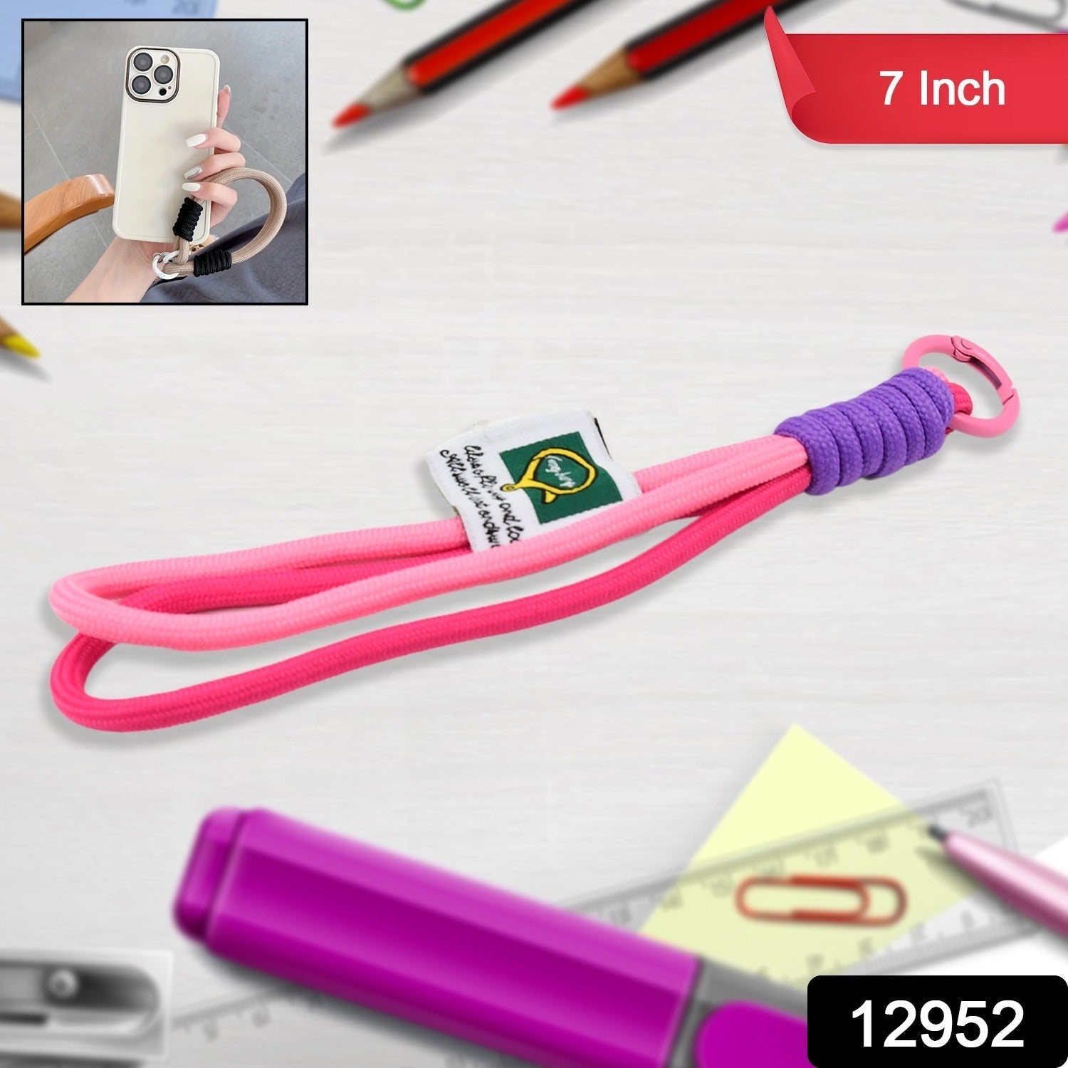 Multipurpose Hand Wrist Strap Lanyard Cellphone, Phone Strap (1 Pc / 7 Inch / Multicolor) Your Brand