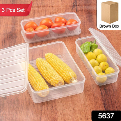 Plastic Food Storage Container for Fridge, fridge storage boxes with Lid Stackable Fridge Storage Containers freeze organizer items and storage, vegetable storage box for fridge, (3 Pcs set) Your Brand