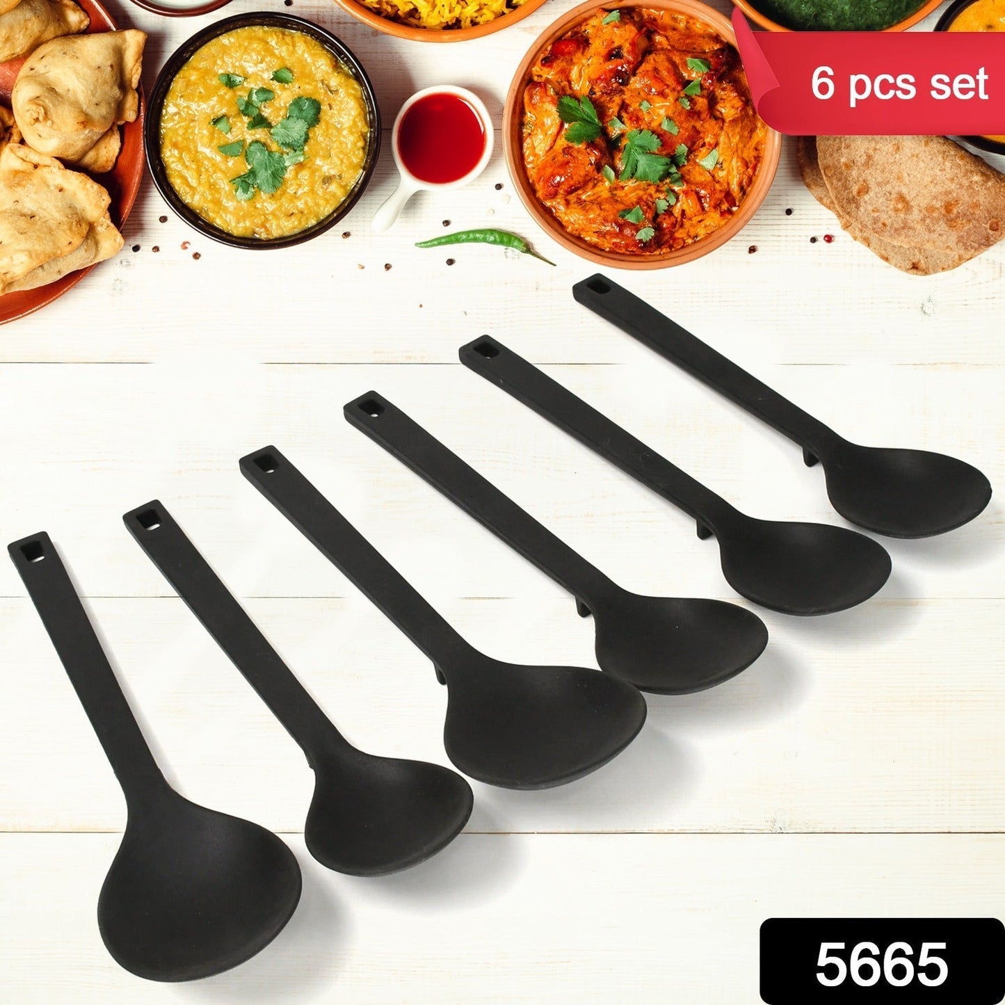Multipurpose Silicone Spoon, Silicone Basting Spoon Non-Stick Kitchen Utensils Household Gadgets Heat-Resistant Non Stick Spoons Kitchen Cookware Items For Cooking and Baking (6 Pcs Set) Your Brand