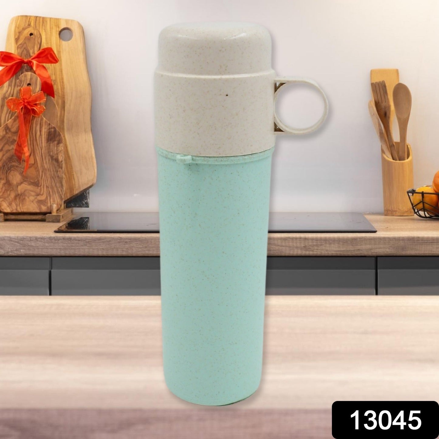 Travel Coffee Cup Portable Water Bottle Wheat Straw Coffee Tea Mug Coffee Mug with Lids for Coffee Tea Portable for School (300 ML Approx) Your Brand