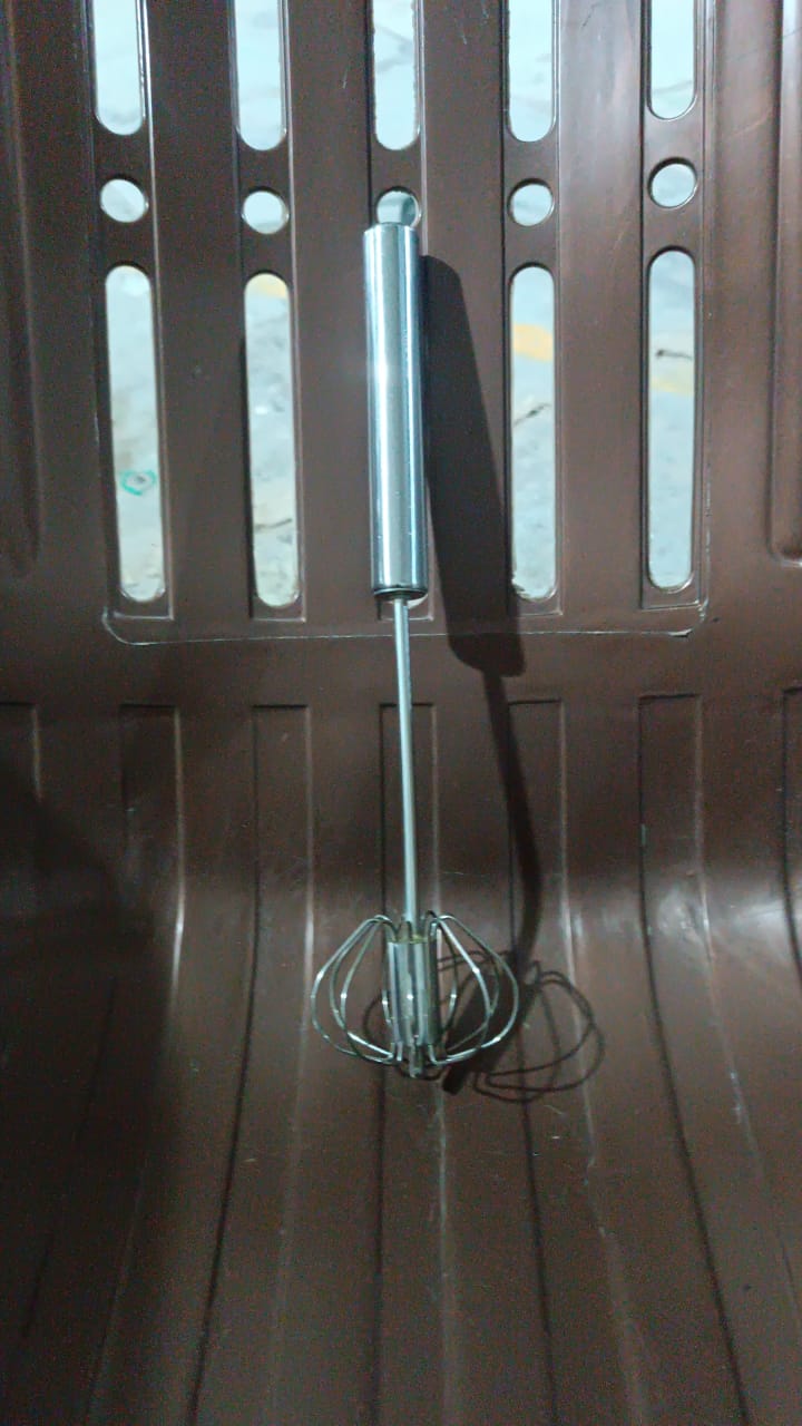 Small Stainless Steel Egg Whisk, Hand Push Rotary Whisk Blender (1 Pc / 27 Cm) Your Brand