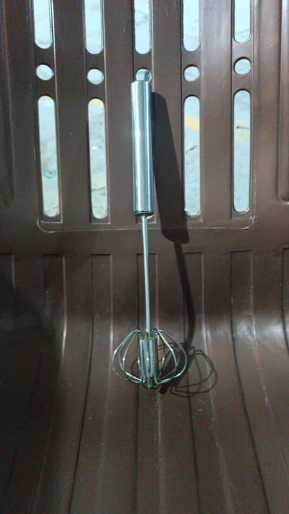 Small Stainless Steel Egg Whisk, Hand Push Rotary Whisk Blender (1 Pc / 27 Cm) Your Brand