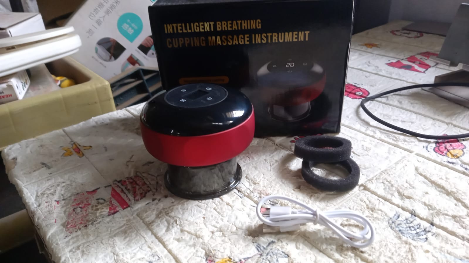 Electric Intelligent Breathing Cupping Massage Instrument The Smart Cupping Therapy Set's Massager for Muscle and Joint Pain Cellulite Massage Back Pain Relief for Back Shoulder Leg (1 Pc) Your Brand
